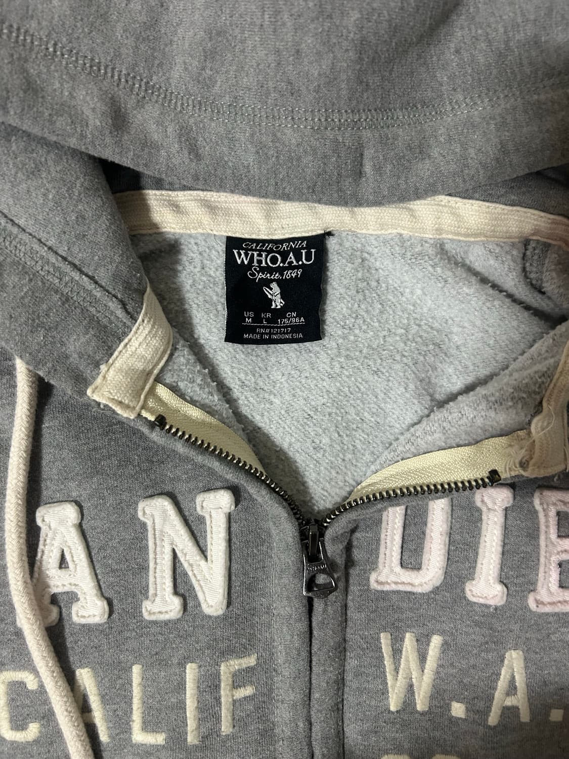 후아유 그레이 패치 로고 후드집업 상품이미지5