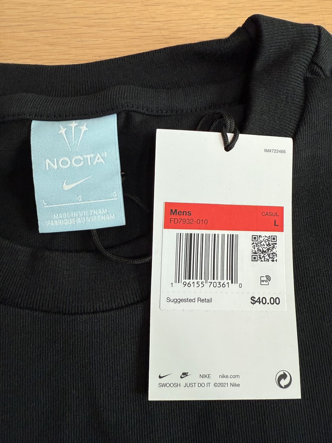 [L] 나이키 NOCTA 녹타 블랭크 무지 반팔 티셔츠 블랙 드레이크 상품이미지2