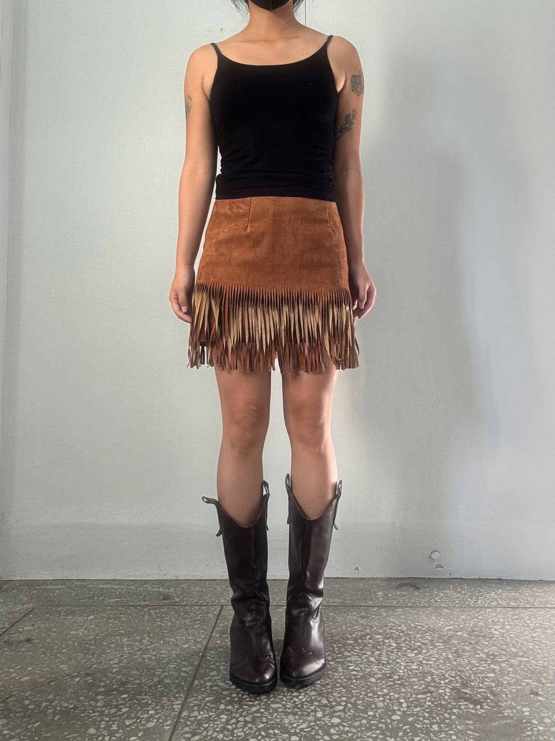 웨스턴 스웨이드 미니 스커트 상품이미지1