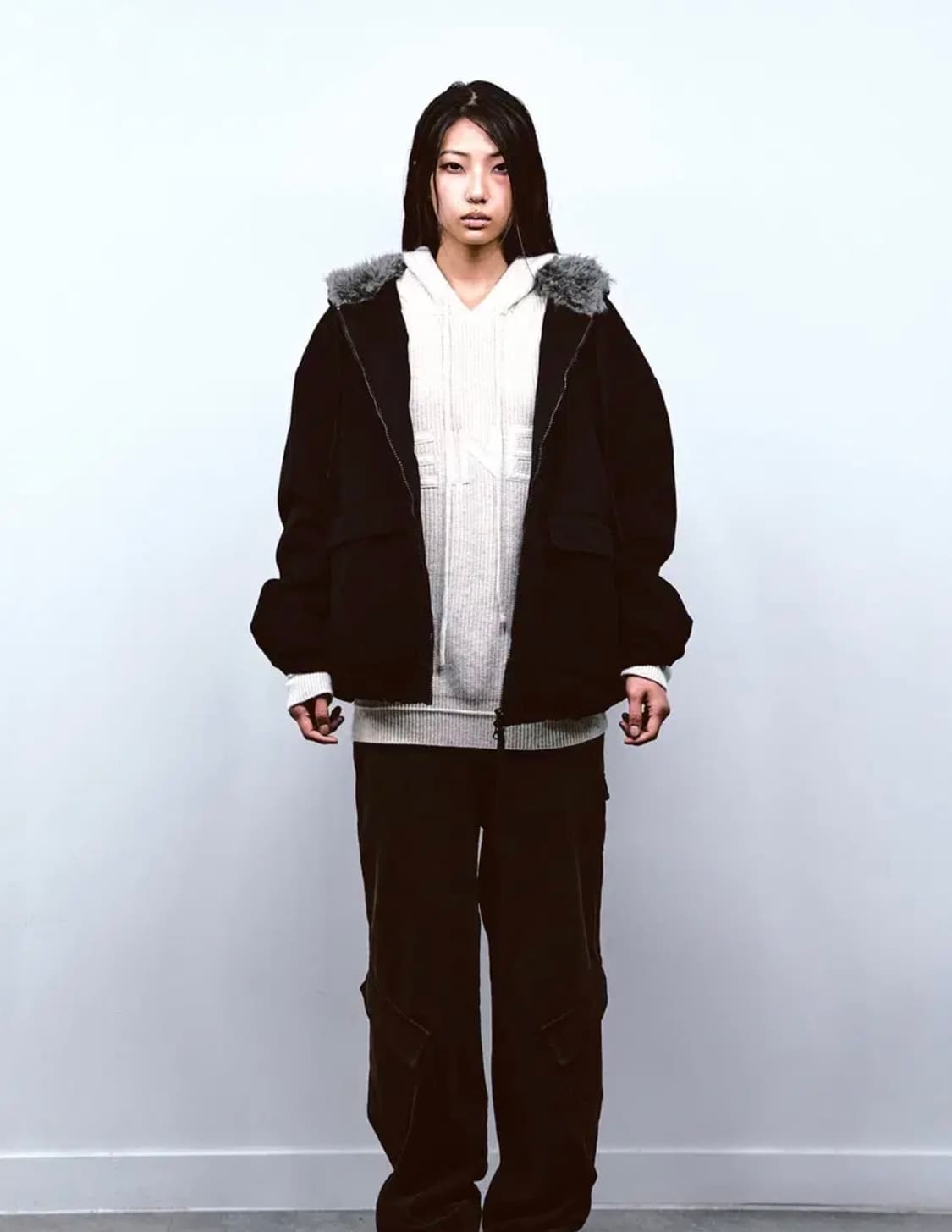 다이닛 deinet 피치 코튼 패디드 점퍼 블랙 패딩 상품이미지1