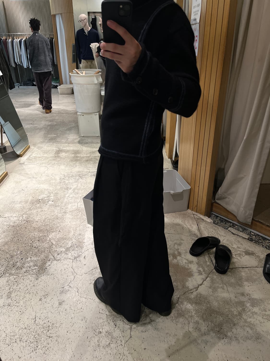 [48] 펫트리코 와이드 팬츠 블랙 상품이미지4