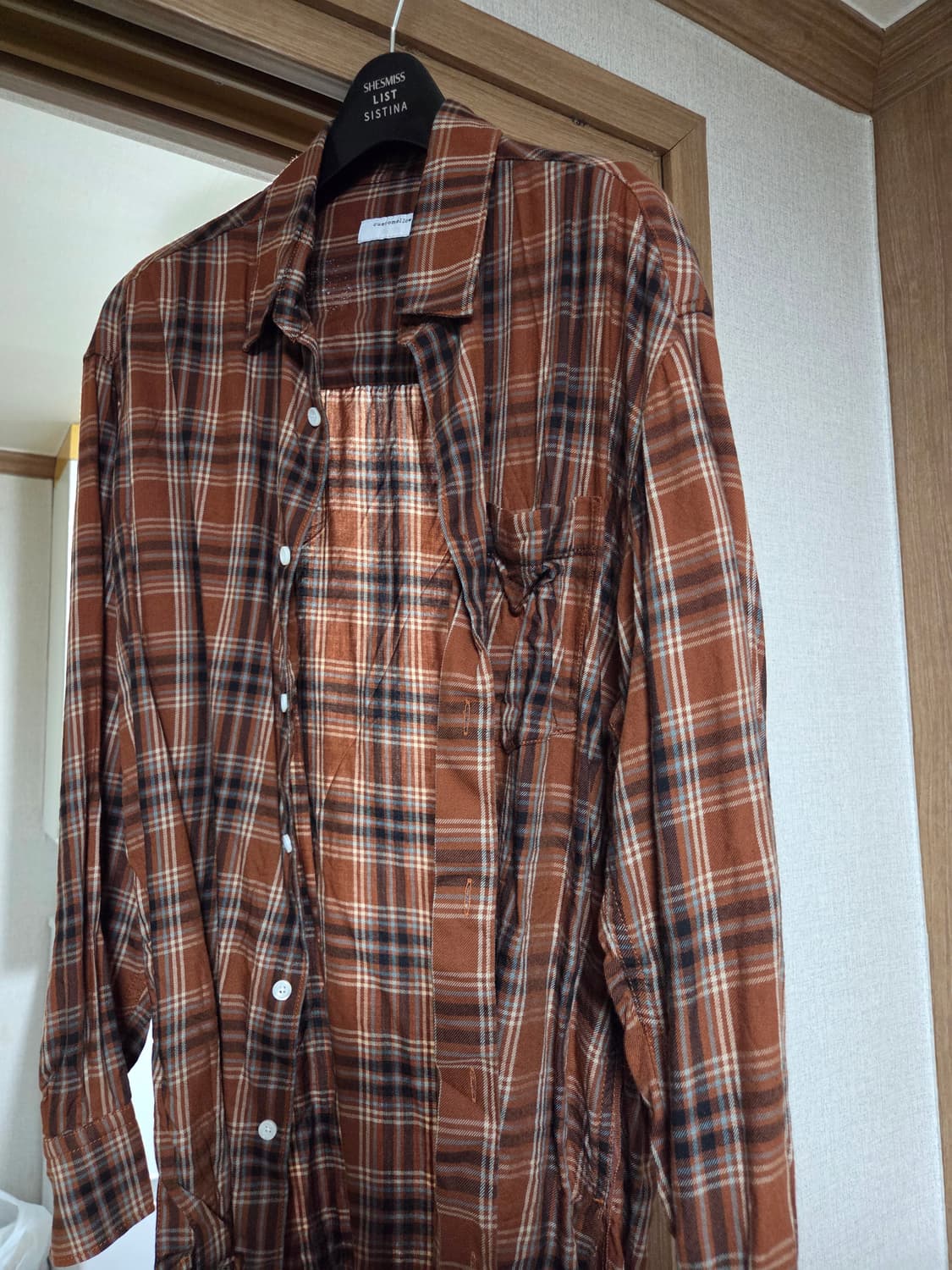 커스텀멜로우 브라운 체크 셔츠 상품이미지1