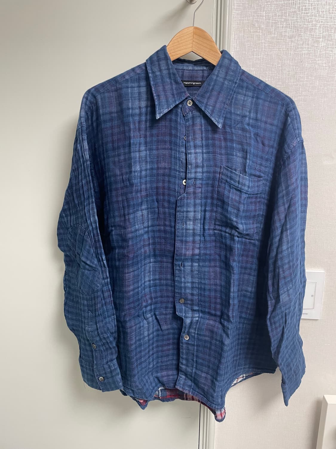 해칭룸 아카이브셔츠 V2 섀도우체크 리넨블루 3 상품이미지2