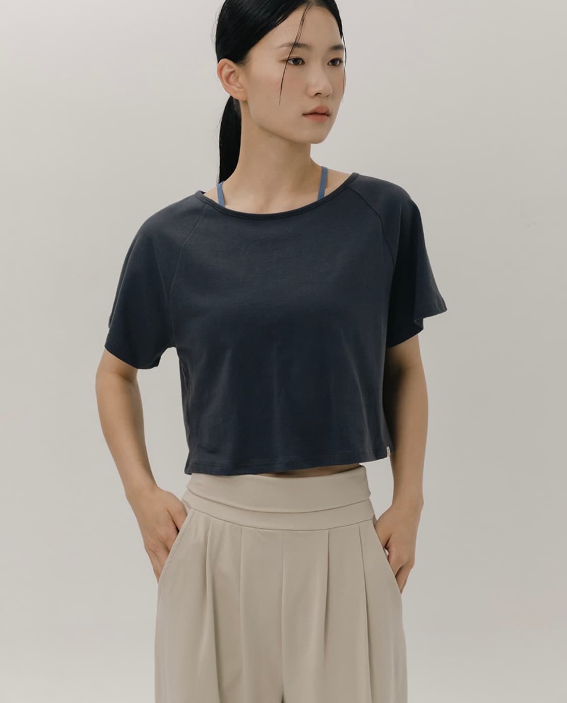 소함소함 요가복 크롭 쇼트탑 라이트그레이 상품이미지3