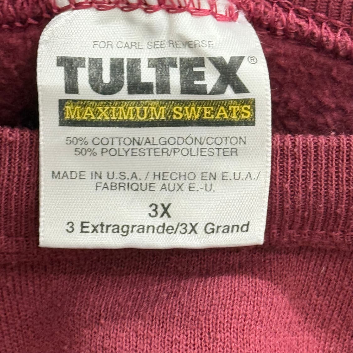 90s usa tultex 버건디 맨투맨 M 상품이미지2