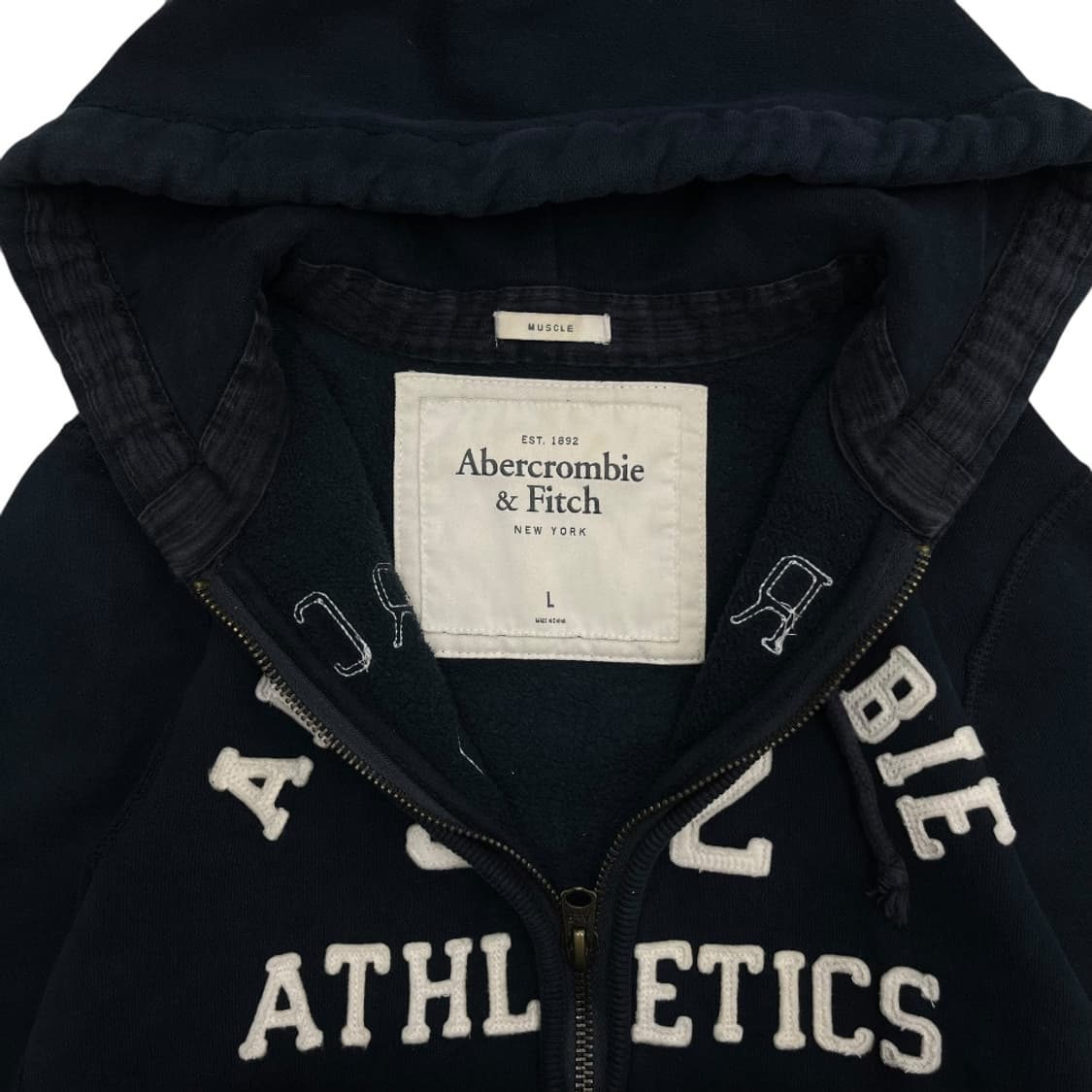 아베크롬비 센터로고 네이비 후드집업 L 상품이미지5