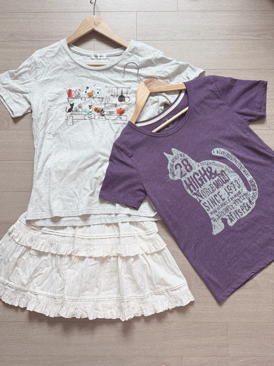 모리걸스커트+고양이티셔츠2개 상품이미지1