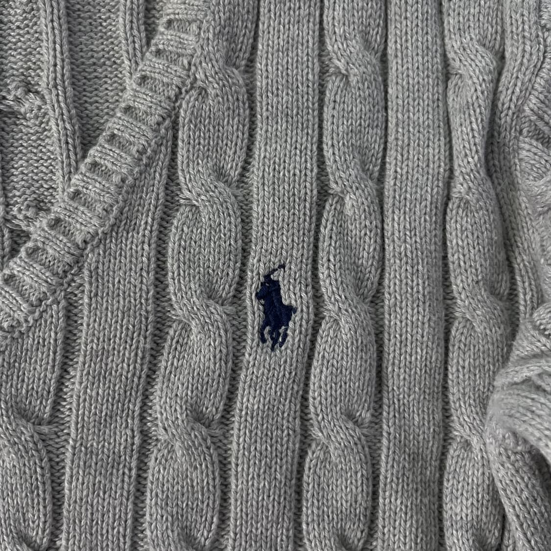 W 95 폴로랄프로렌 꽈배기 브이넥 그레이 니트 상품이미지3