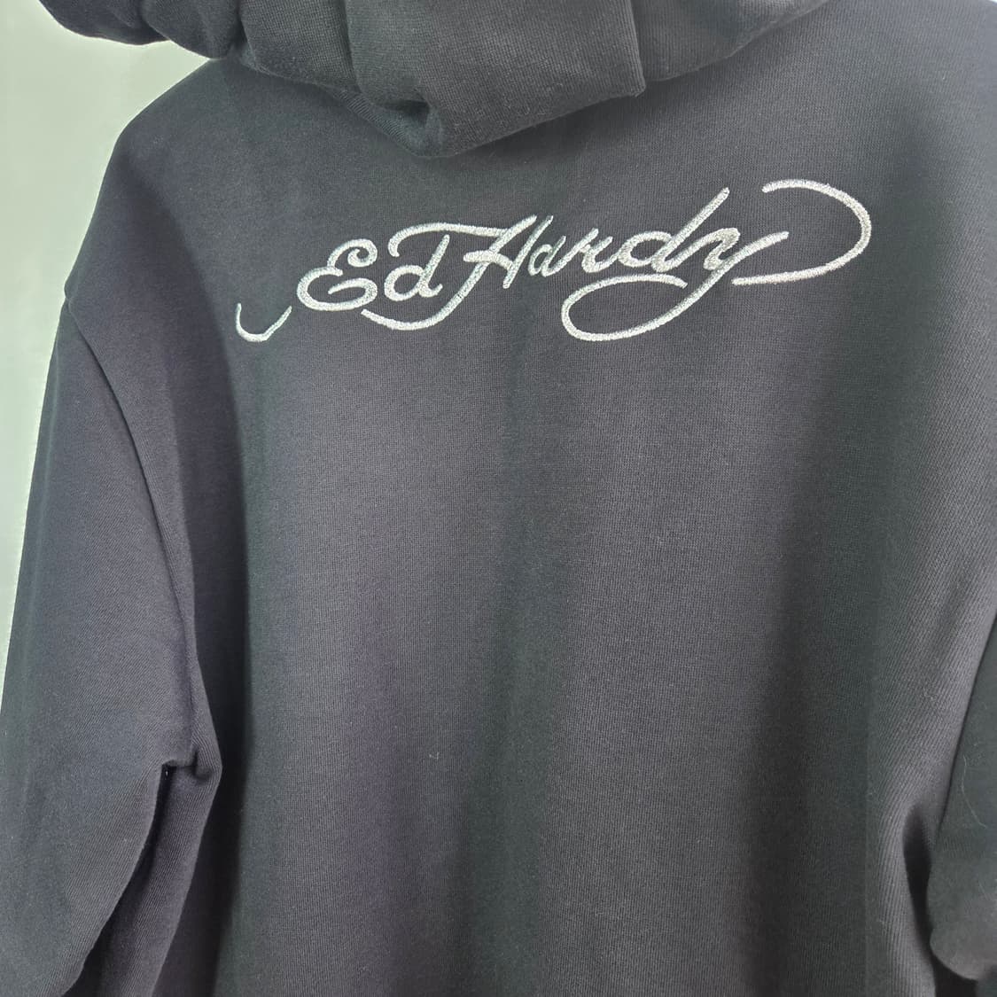 [ED HARDY] 에드하디 블랙 후드집업 레터링 자켓 XL 상품이미지3
