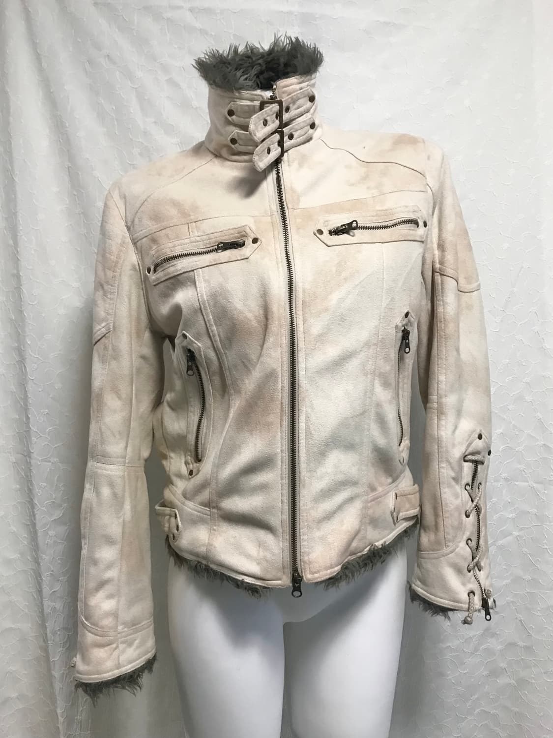 택포•빈티지 00s vkei 아카이브 퍼 트리밍 스웨이드 무스탕 점퍼 상품이미지6