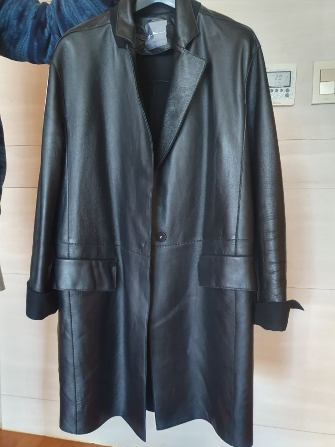 여성 블랙 가죽 롱 트렌치 코트(천연양가죽) 상품이미지1