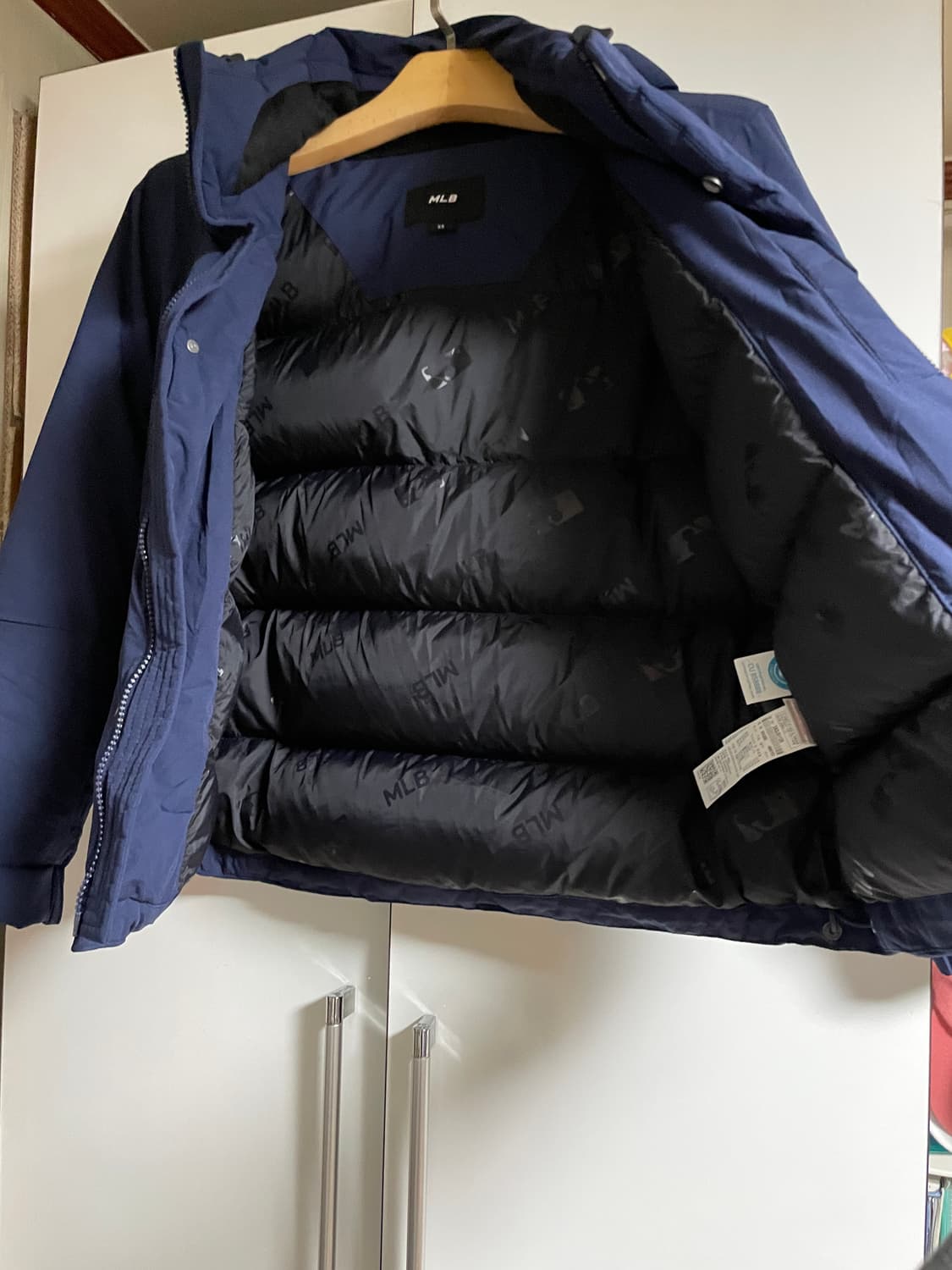 MLB 메가로고 덕다운 숏패딩 XS 남녀공용 상품이미지3