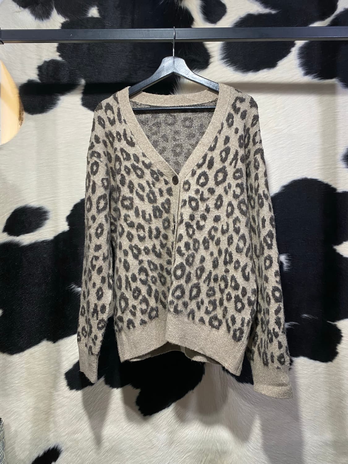 Japanese vtg 레오파드 브이넥 가디건 상품이미지2