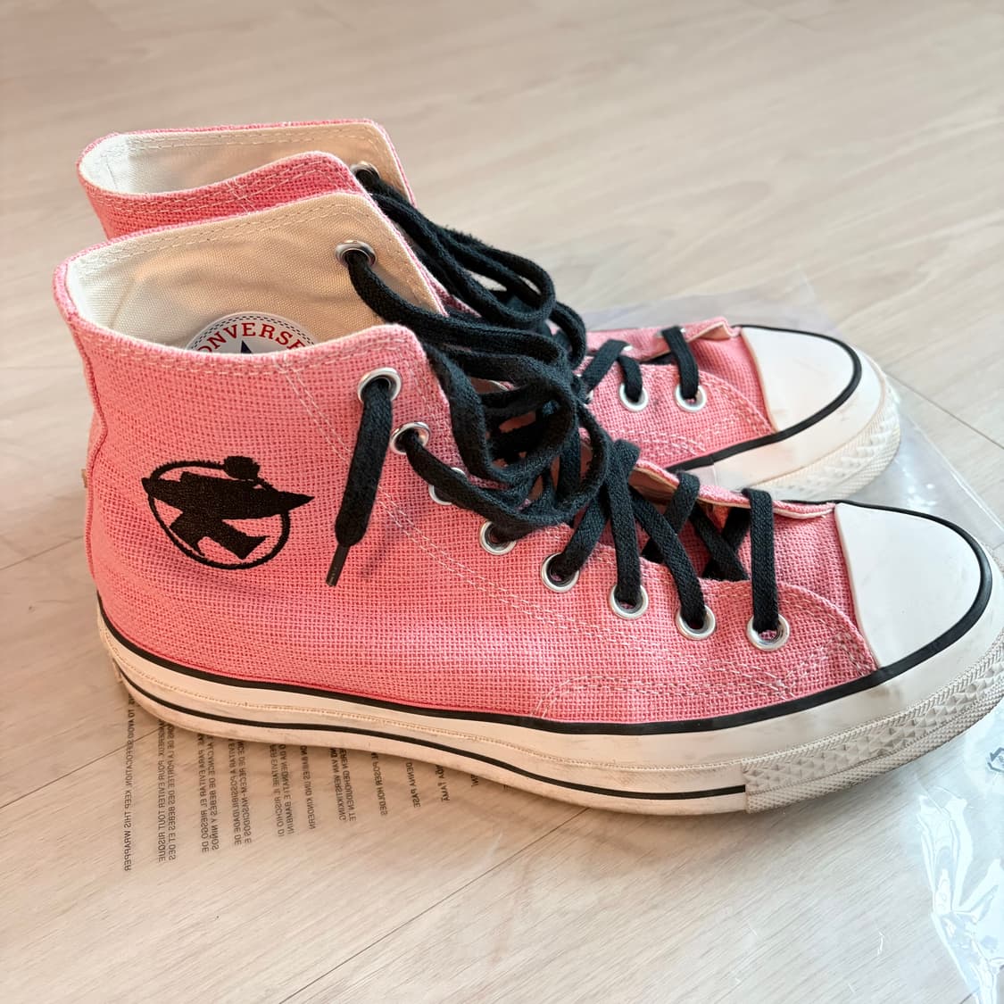 [2회착용] 스투시x컨버스 척70하이 핑크 245 상품이미지4