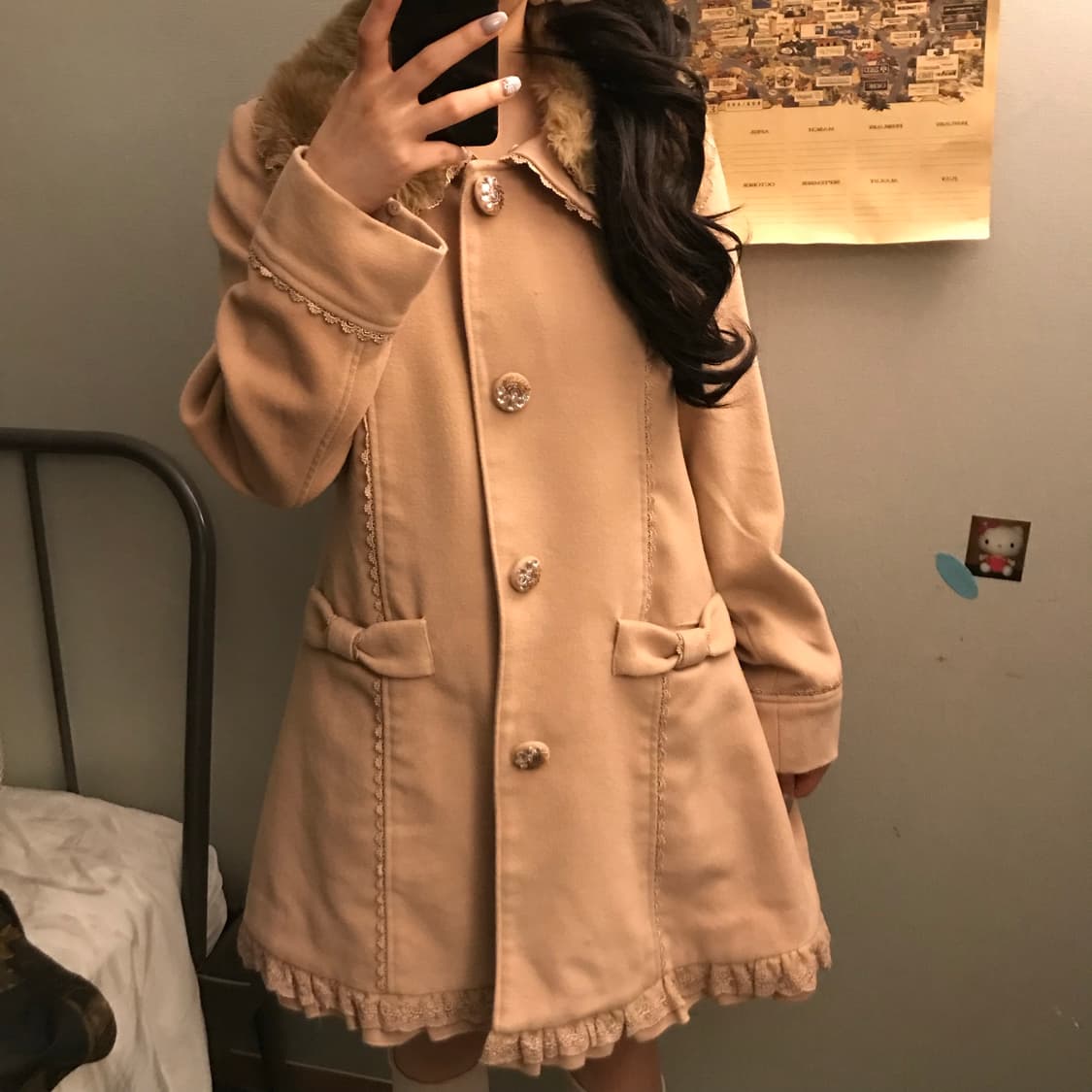 AXES FEMME 엑시즈팜 로리 라떼갸루 리본 퍼 코트 상품이미지1