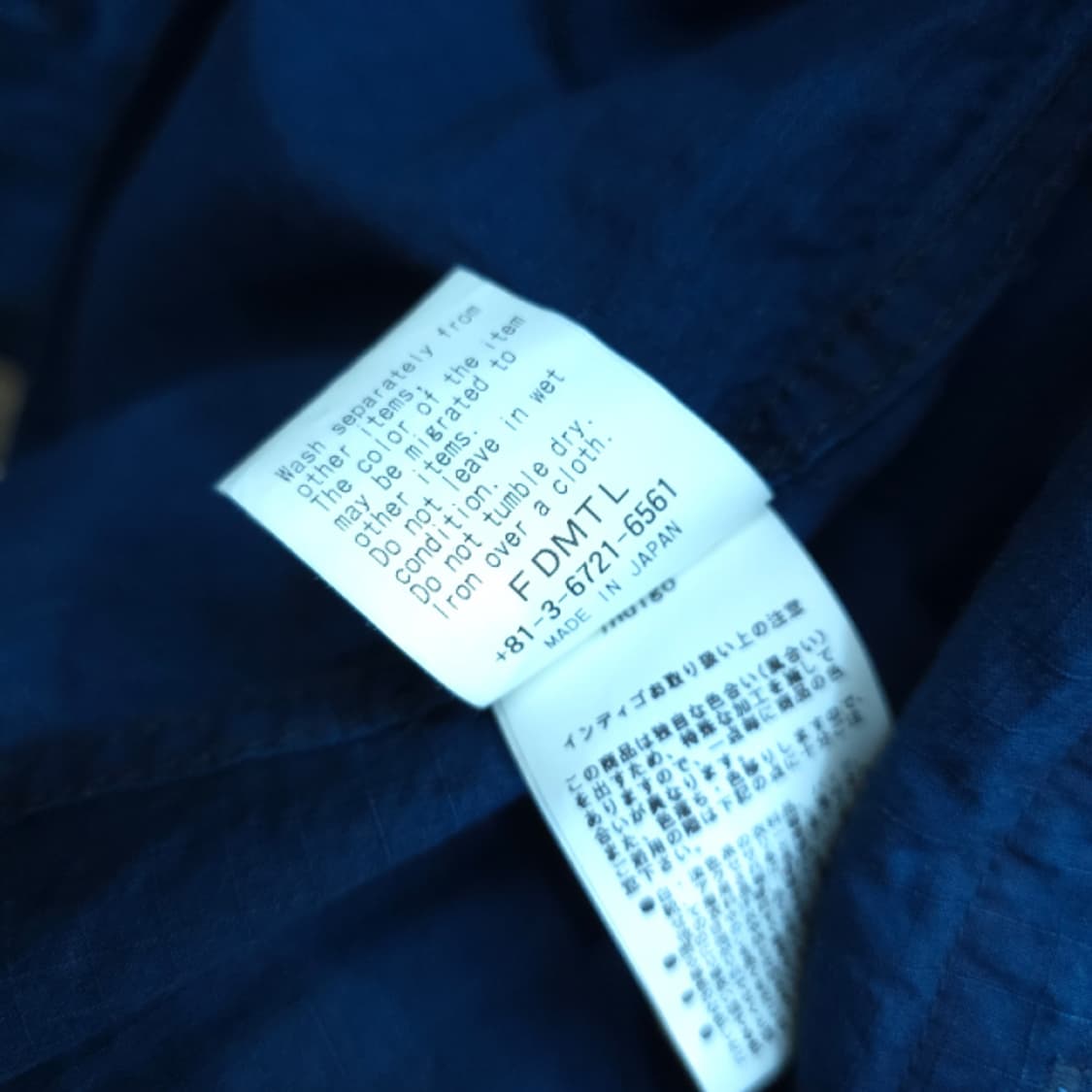 FDMTL Indigo Utility Stand Collar Shirt  상품이미지8