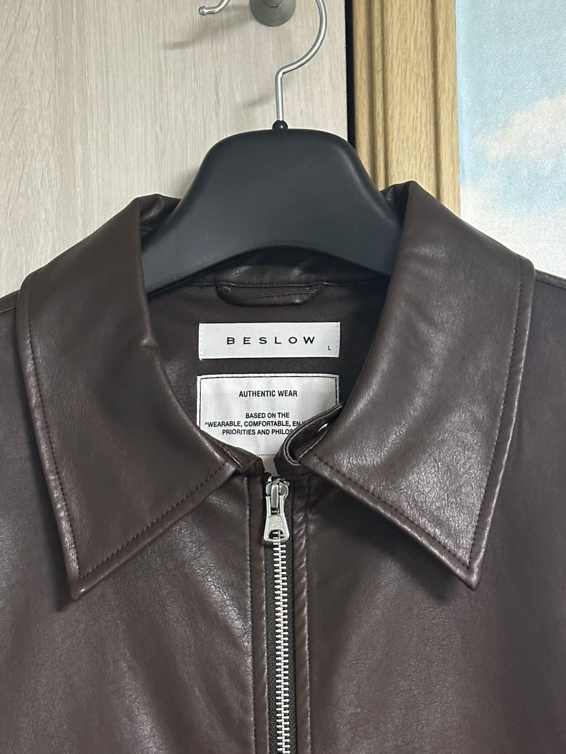 (L) 비슬로우 밀리터리 레더자켓 브라운 상품이미지3