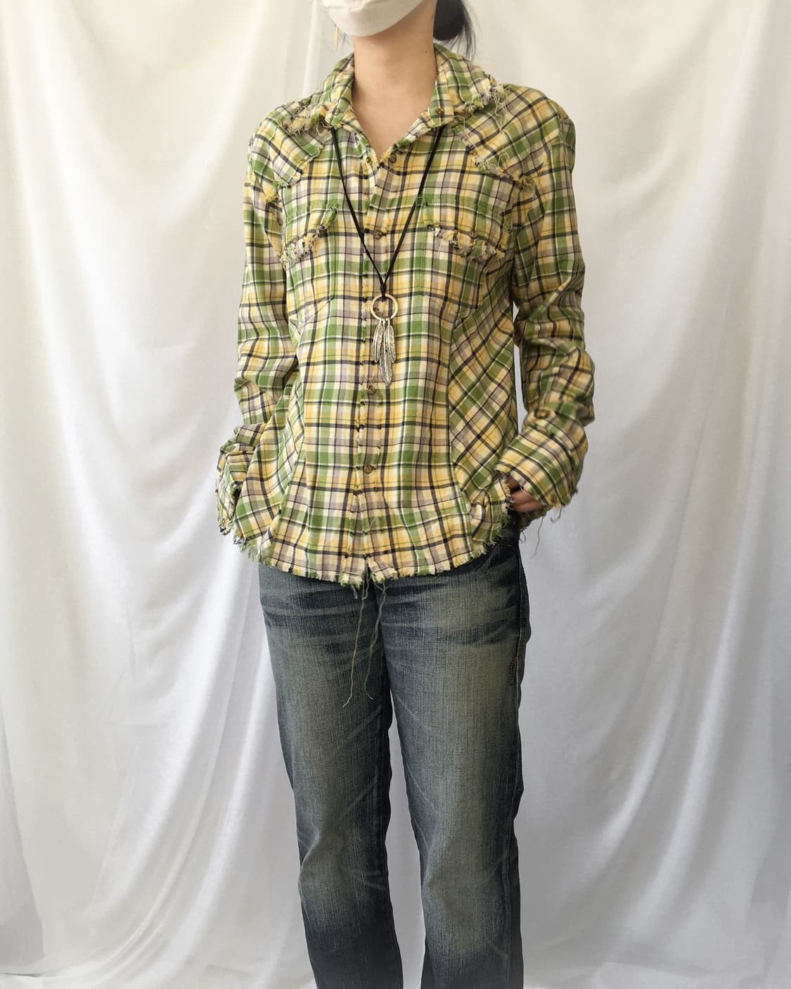 Stud grunge point check pattern shirt 상품이미지7