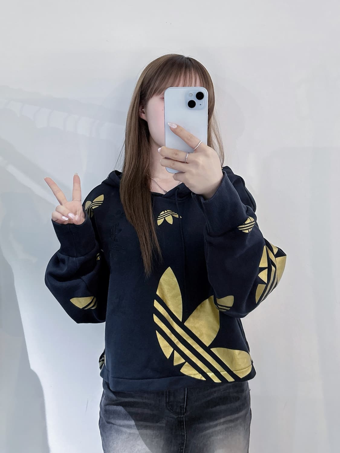 아디다스 모노그램 크롭 후드 상품이미지2