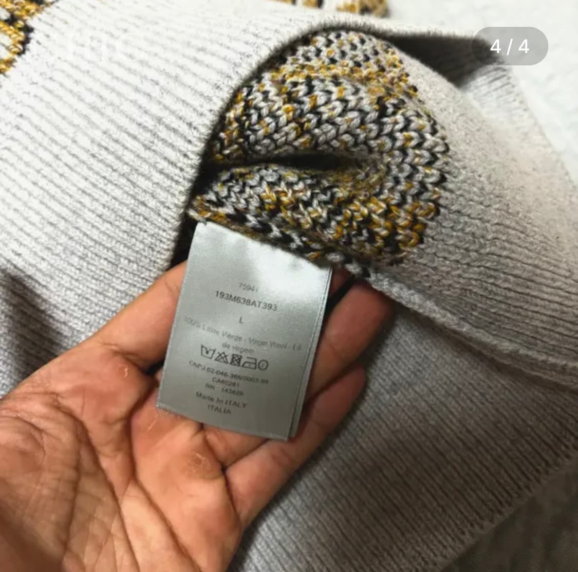 디올 오블리크 자카드 울 니트 스웨터 (베이지) 상품이미지4