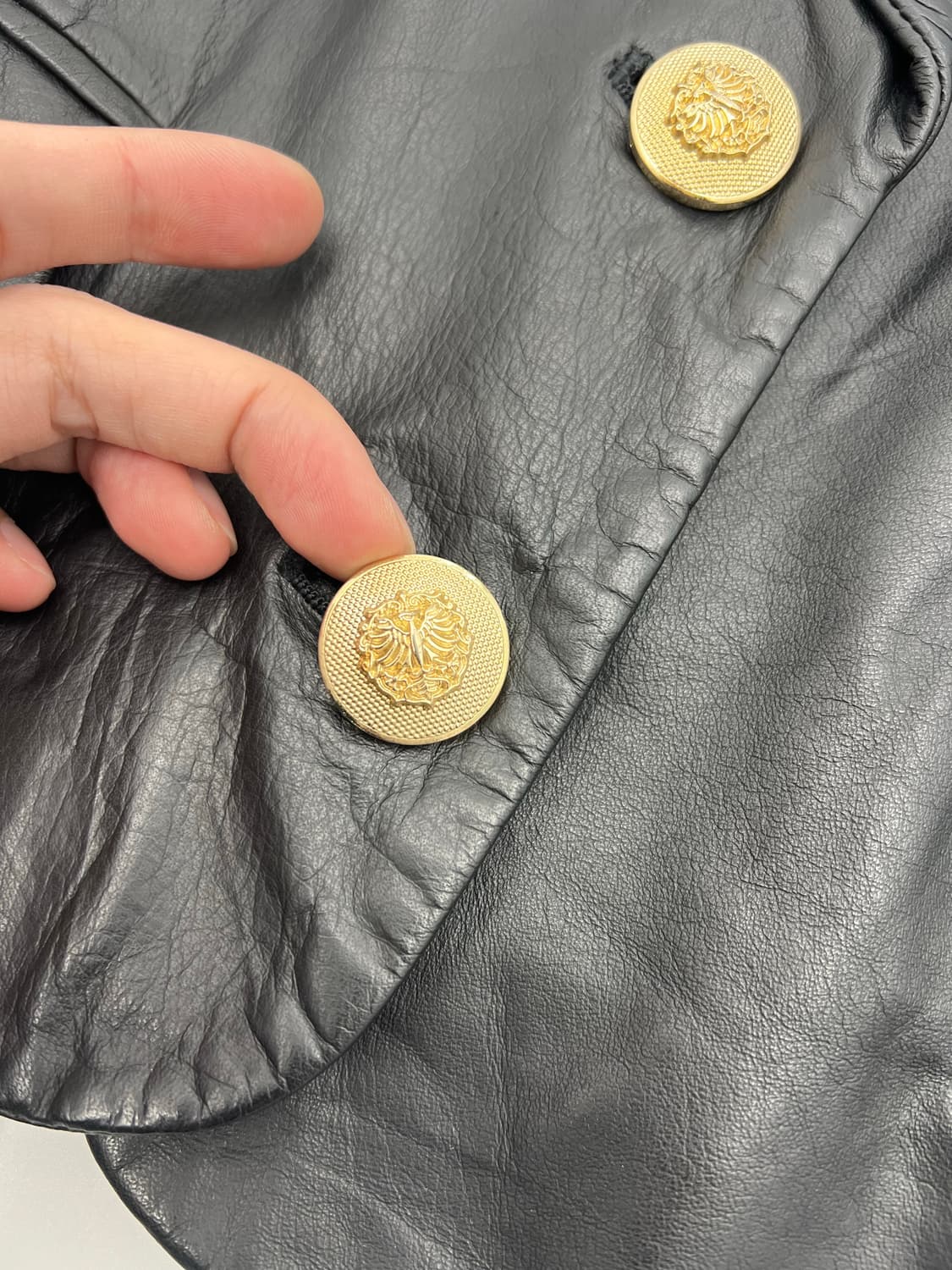 빈티지 우먼 금장 크롭 레더 자켓 상품이미지3