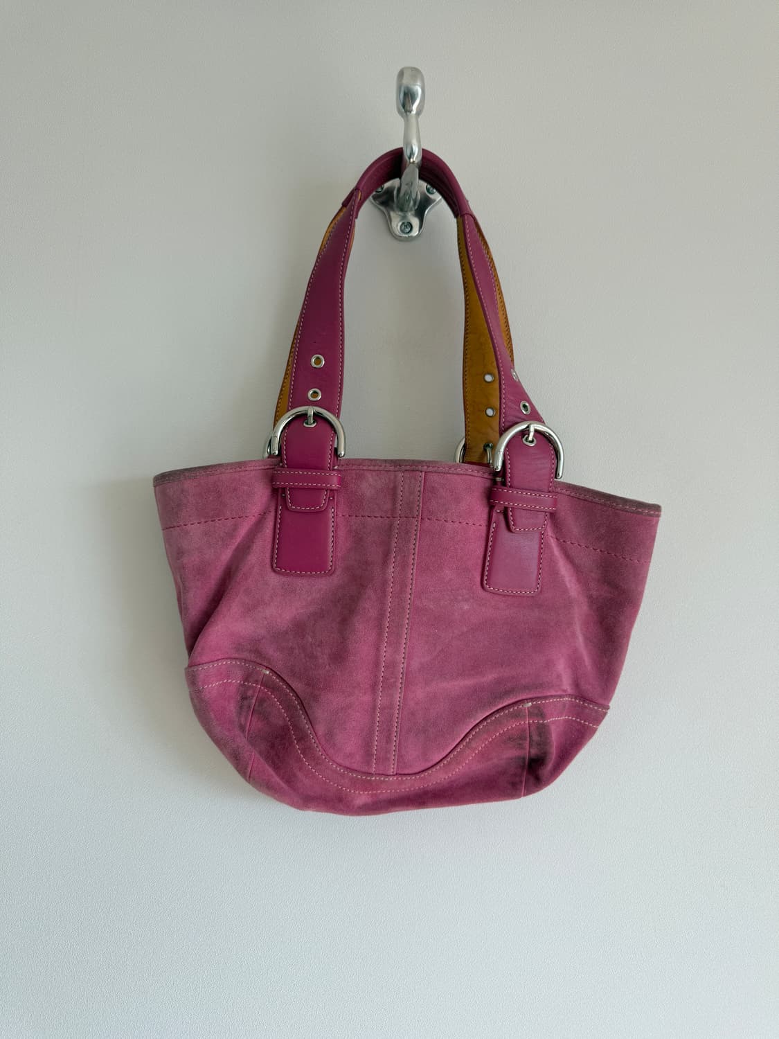 코치(COACH) 스웨이드&레더 토트백(때탐 있음) 상품이미지6