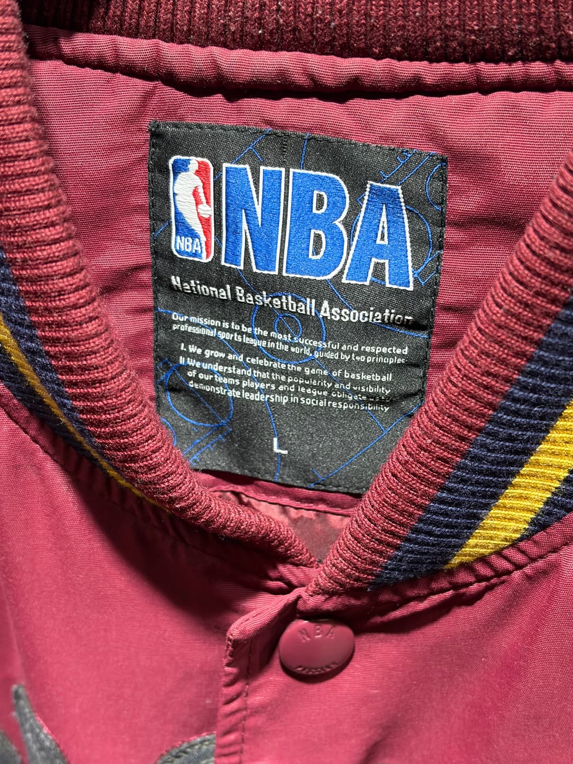 L NBA 브루클린 레터링 버건디 나일론 바시티 상품이미지5