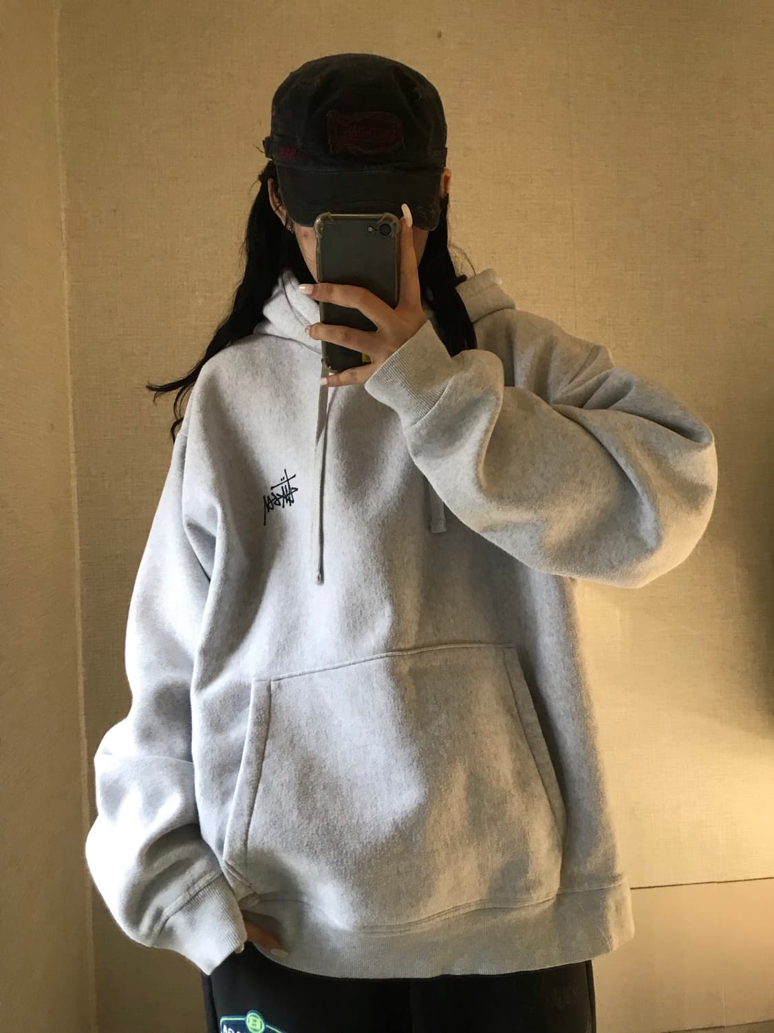 스투시 오버핏 멜란지 후드티 상품이미지1