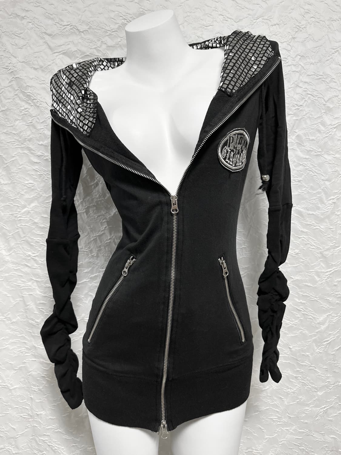 빈티지 d.i.a 다이아 갸루 펑크 유니언잭 스터드 후드 집업 상품이미지2