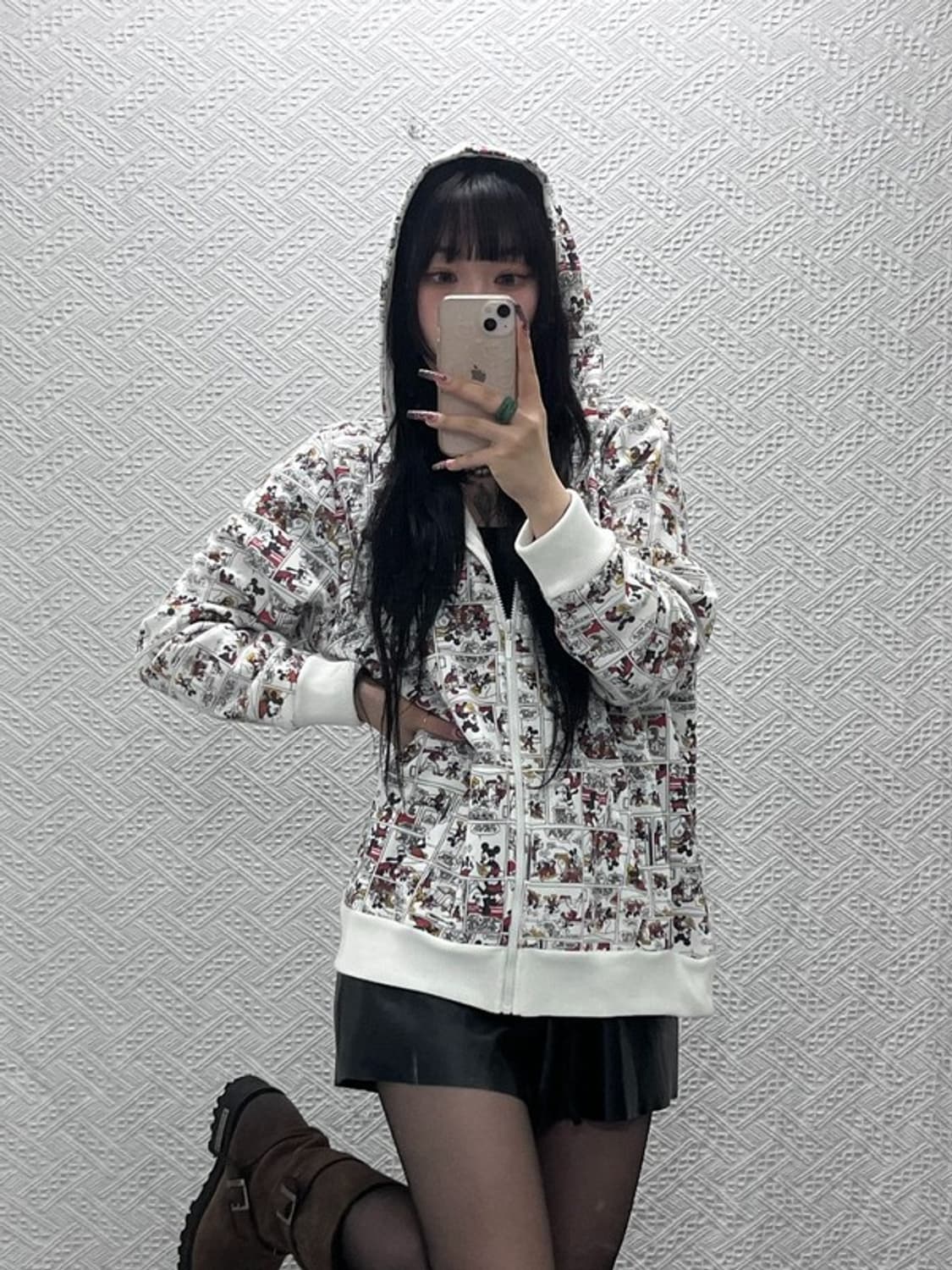 디즈니 빈티지 스트릿 펑크 카툰 미키마우스 후드집업 3L C12032 상품이미지2