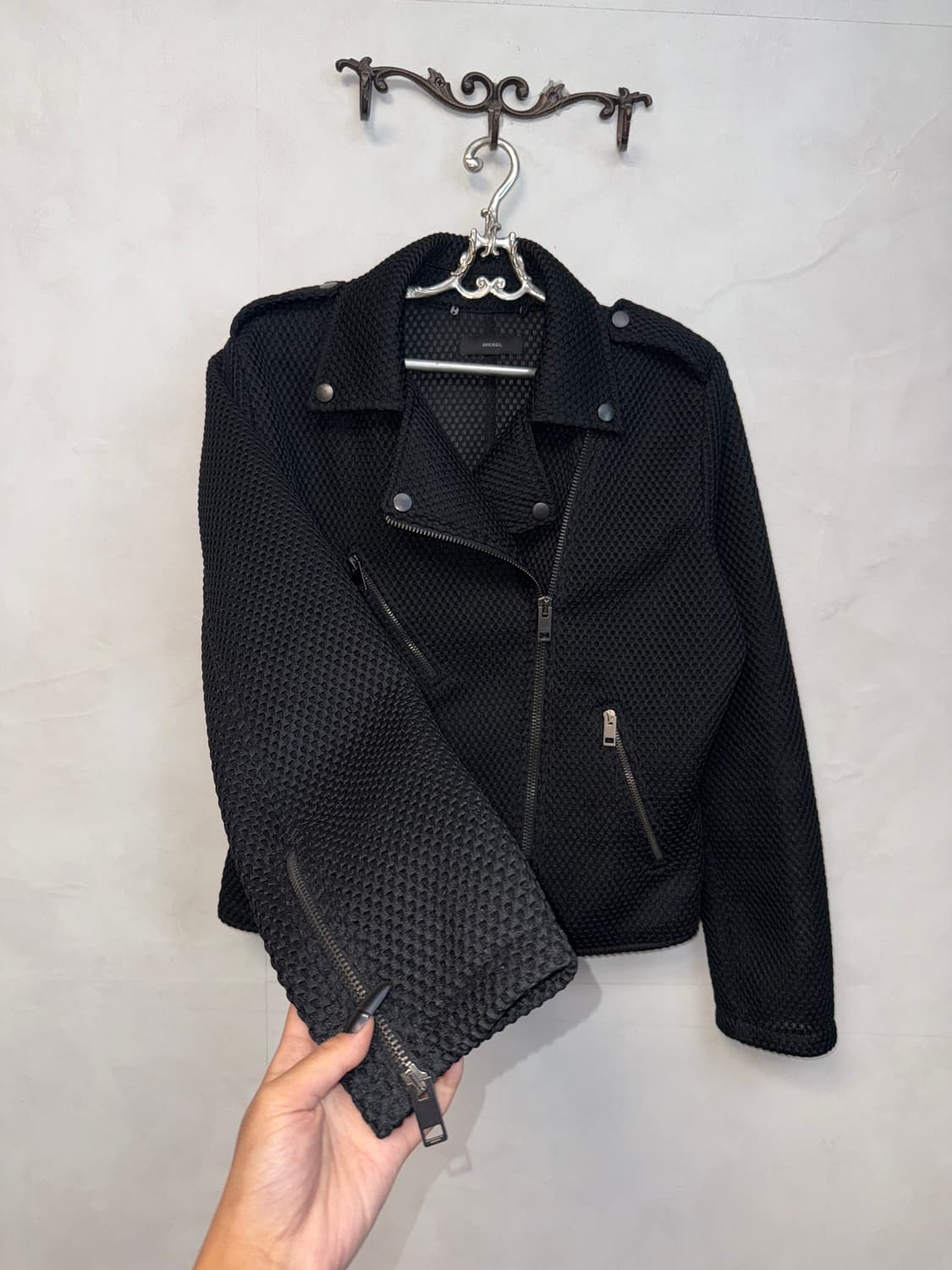 DIESEL black mesh rider jacket  상품이미지3