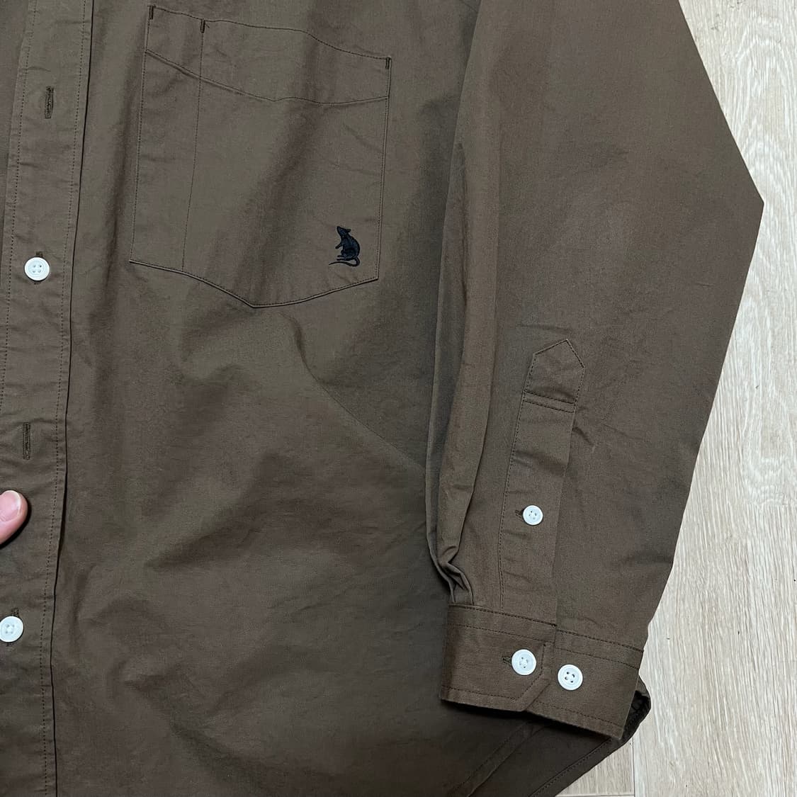 에스피오나지 자수 로고 포켓 셔츠 [브라운] M/95 상품이미지5
