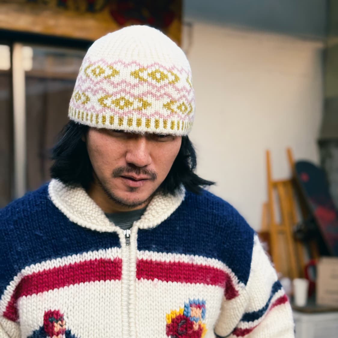 핸드메이드 노르딕 패턴 비니 상품이미지6