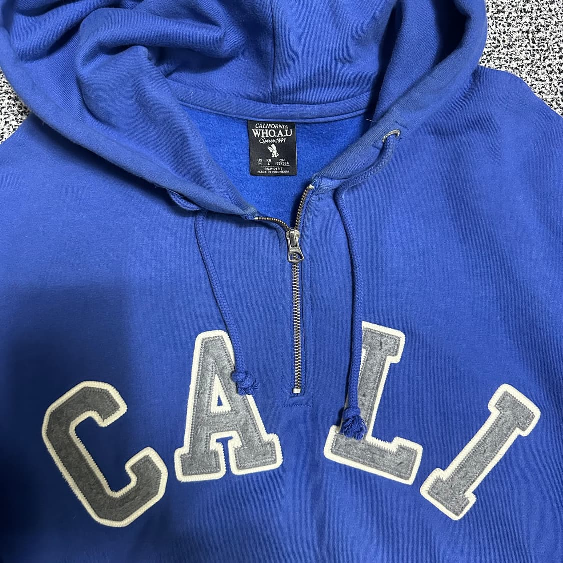 (L) WHO.A.U 캘리포니아 블루 후드 반집업 상품이미지2