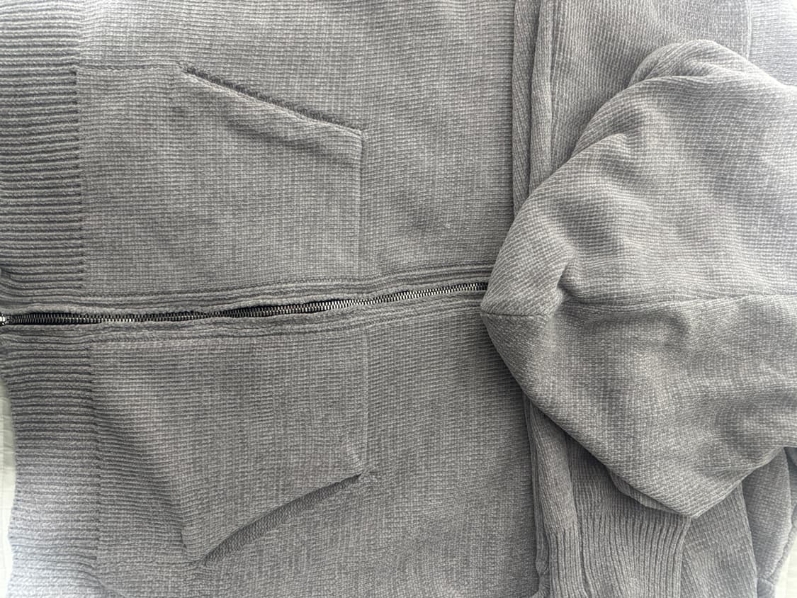 언더마이카 벨벳 후드니트 집업 그레이 상품이미지2