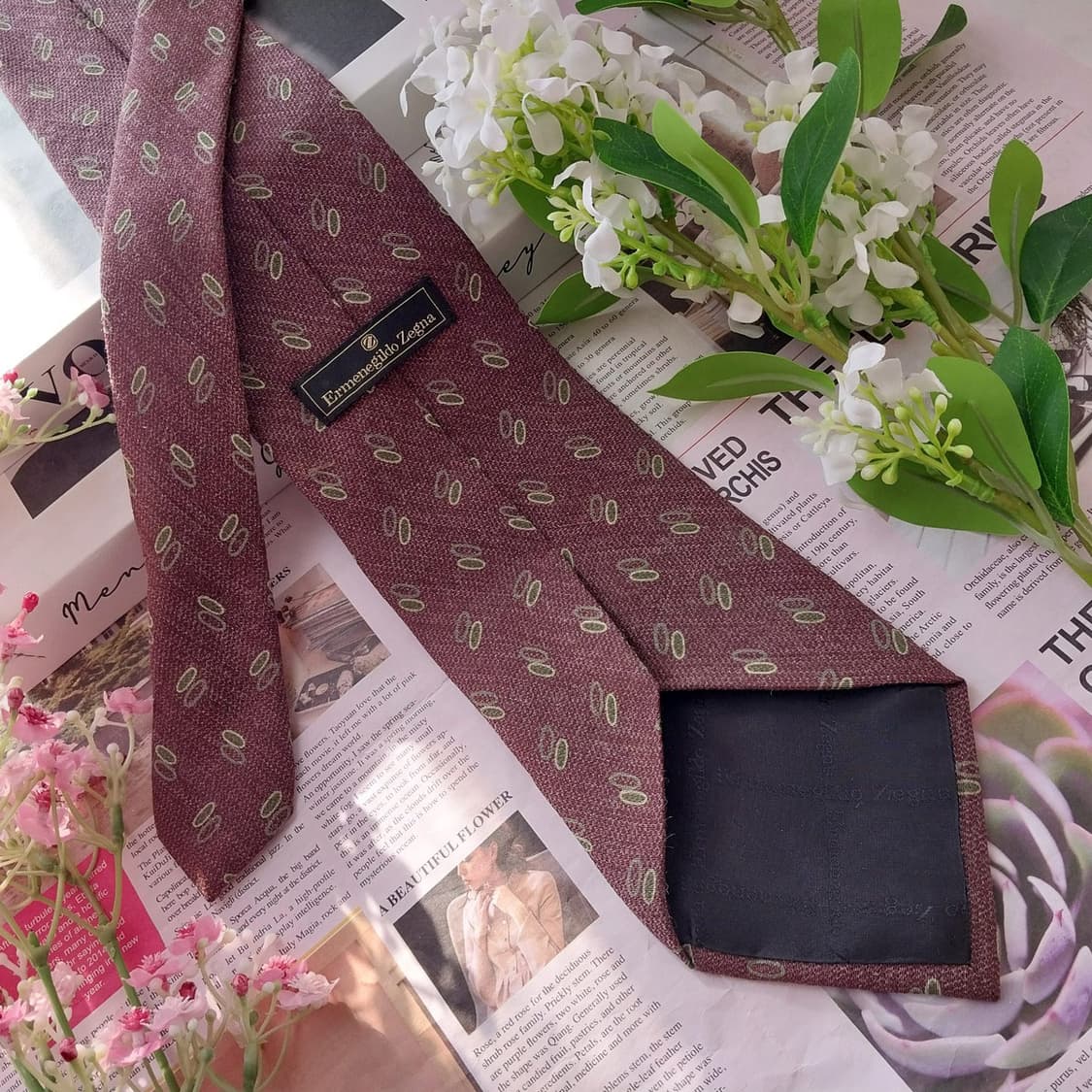 제냐 울&코튼&실크 브라운 패턴 넥타이 9.8cm A+등급 K1885
 상품이미지5