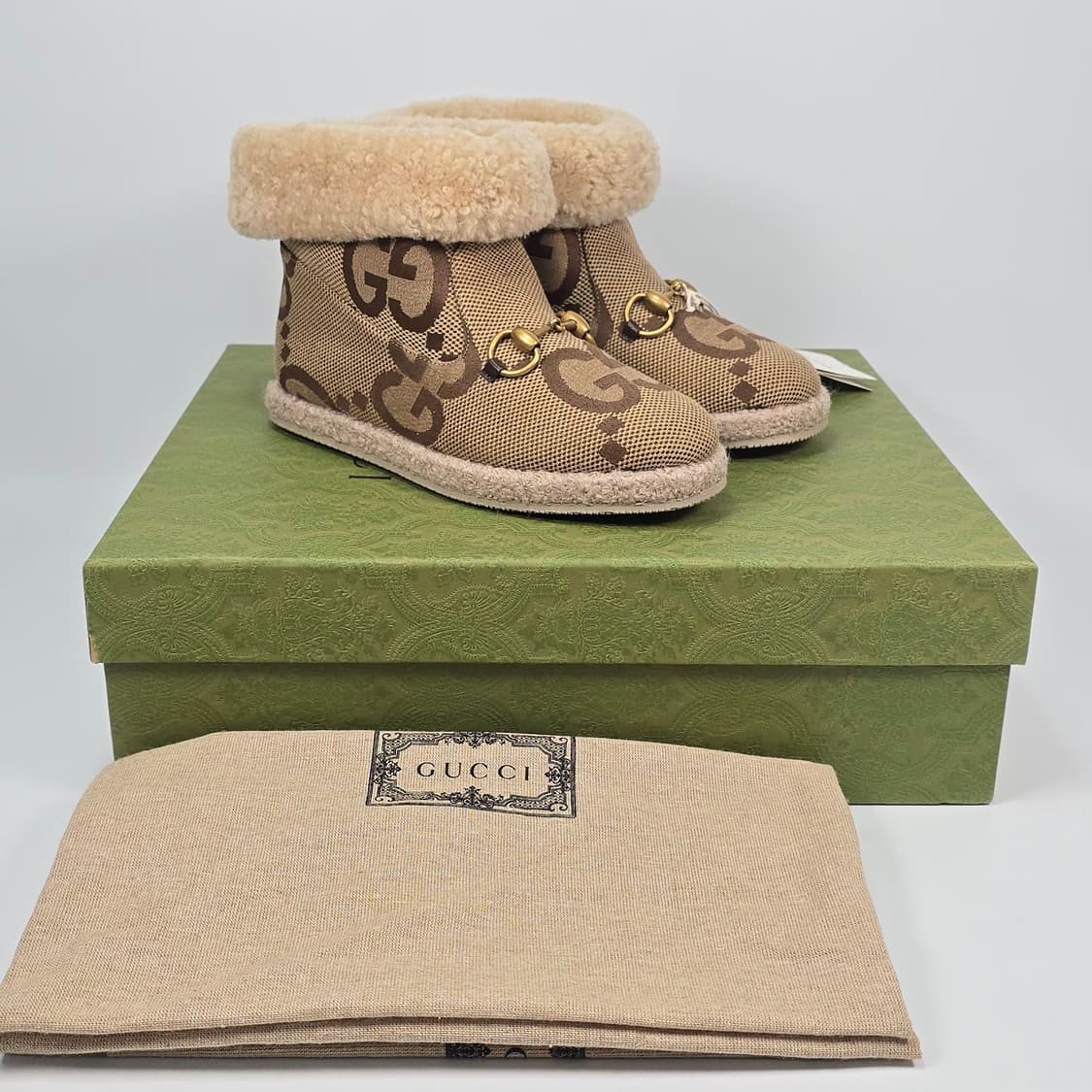 구찌 점보 GG 캔버스 홀스빗 시어링 앵클 부츠 ( 210 ) 상품이미지1