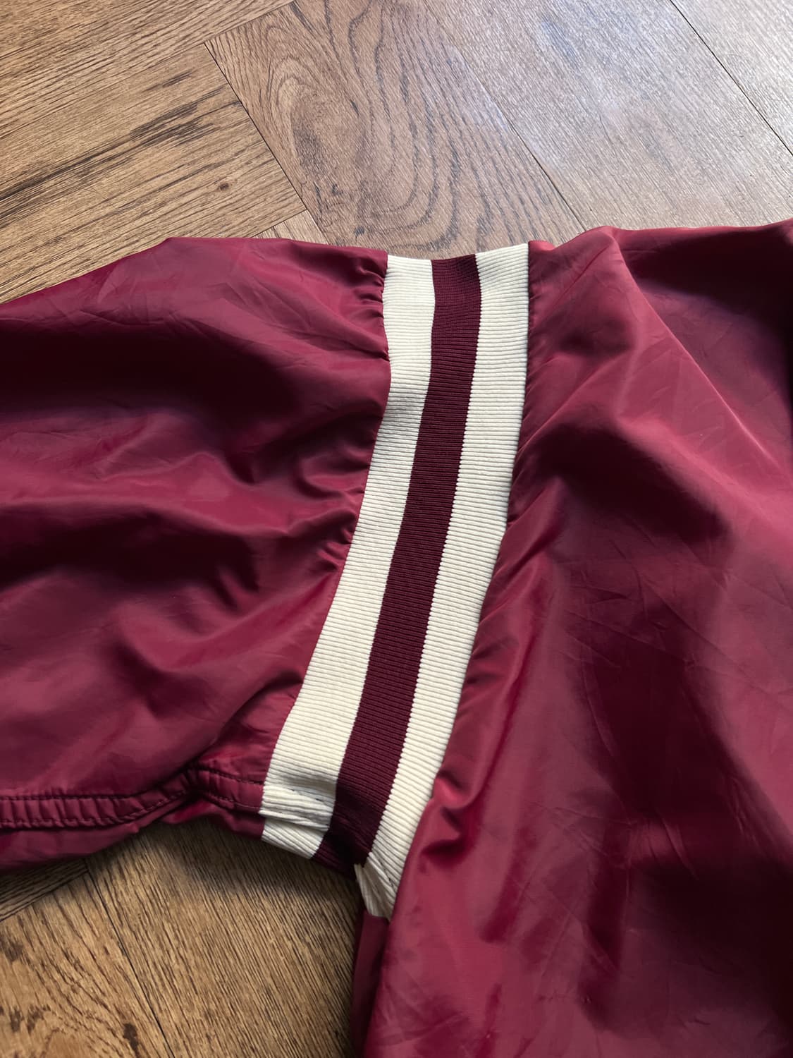 [M]80's 러셀 Made in USA 버건디 나일론 하프집업 웜업자켓 상품이미지6