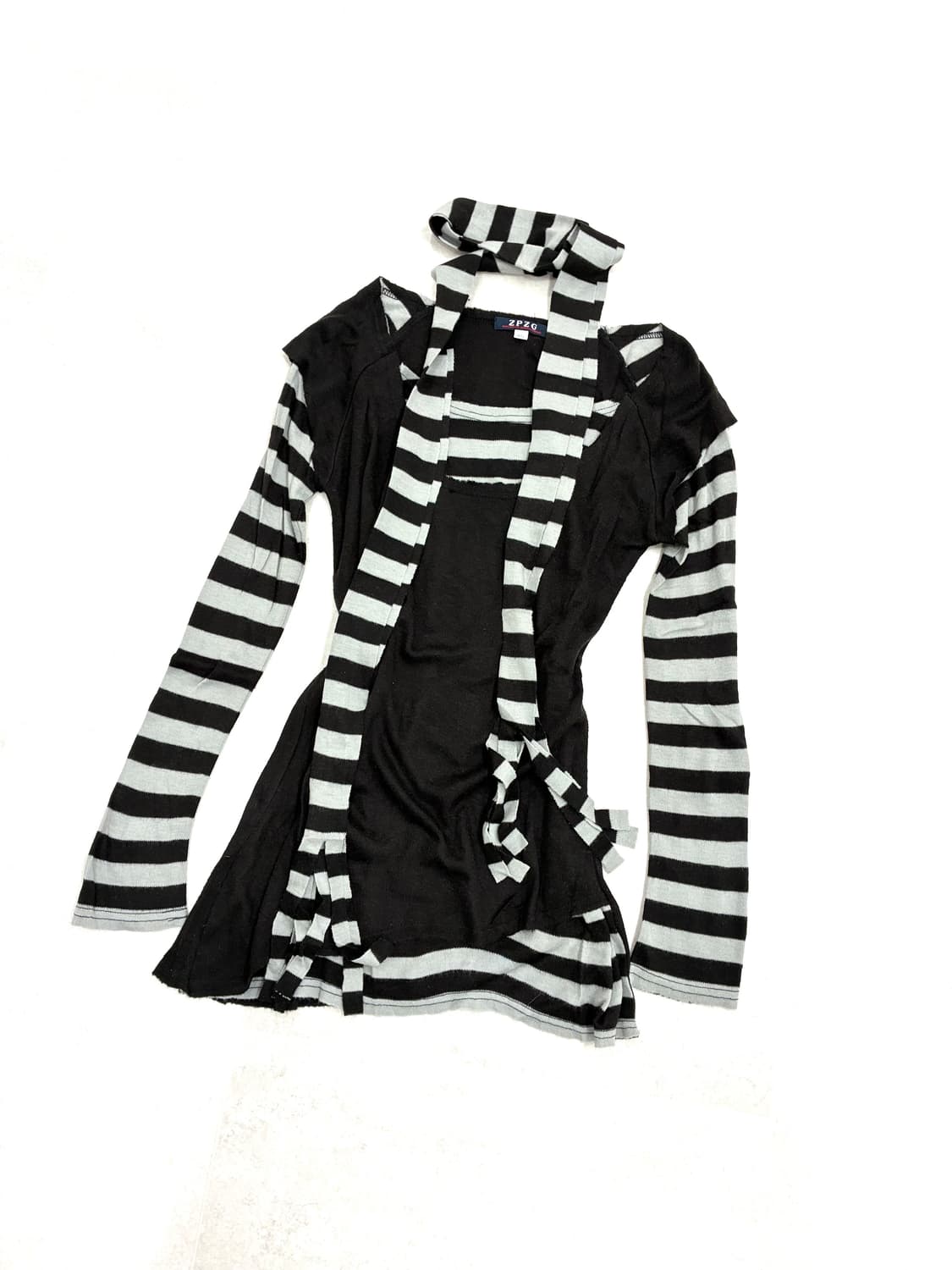 언발 스트라이프 오프숄더 + 스카프 상품이미지2