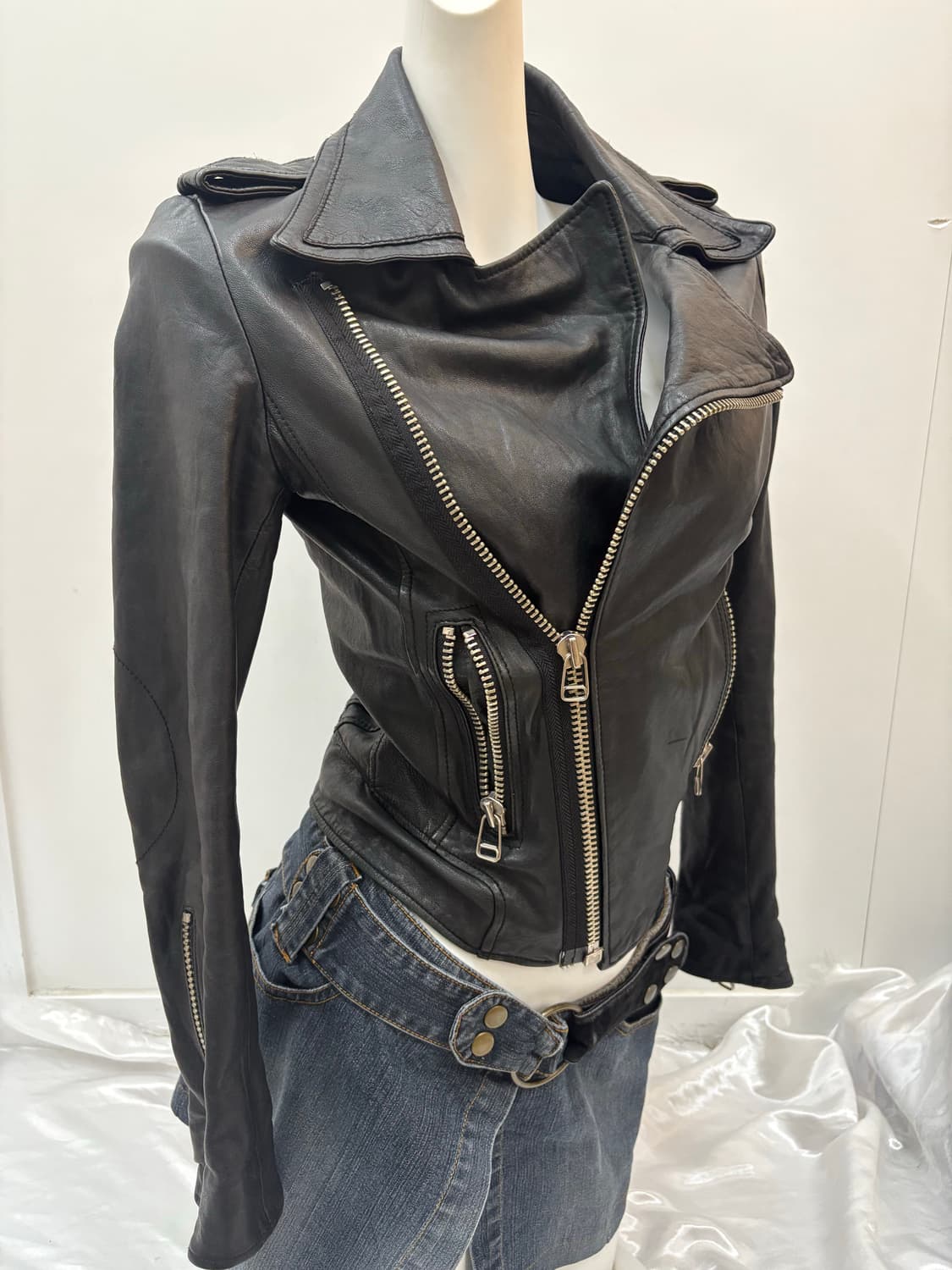 Y2K 램스킨 레더 자켓 상품이미지3