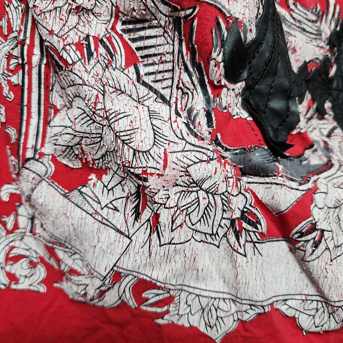 Vintage 락시크 시스루 가죽 크로스 레드 롱슬리브 상품이미지6