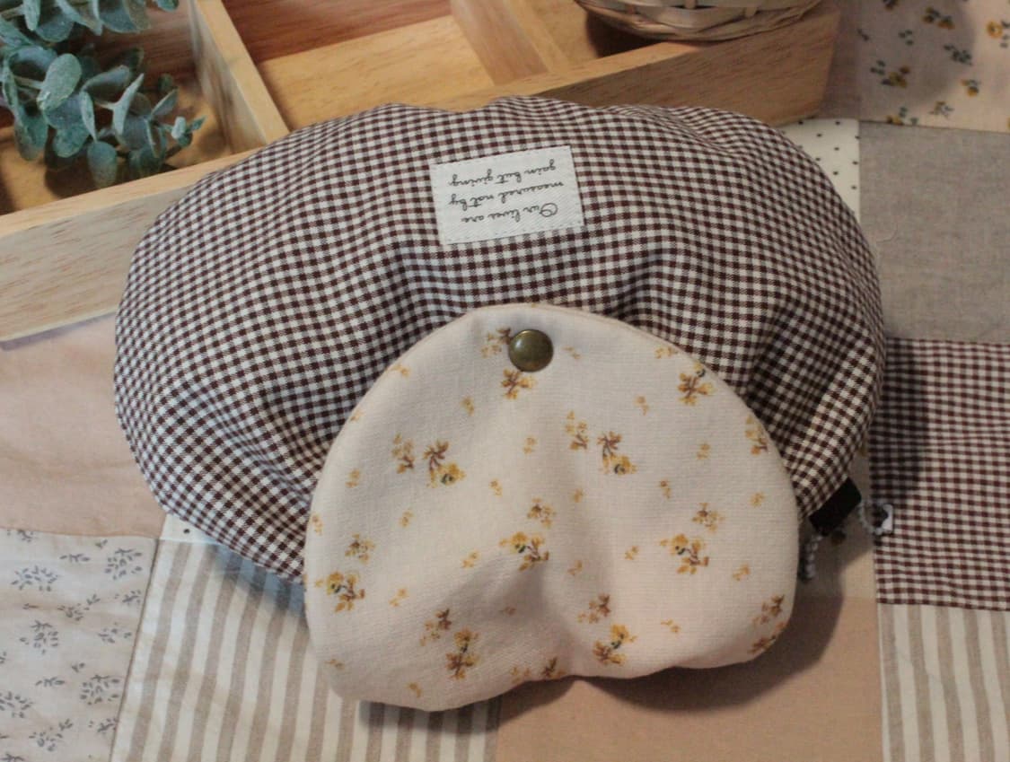 핸드메이드 브라운 체크 밴딩 파우치 상품이미지5