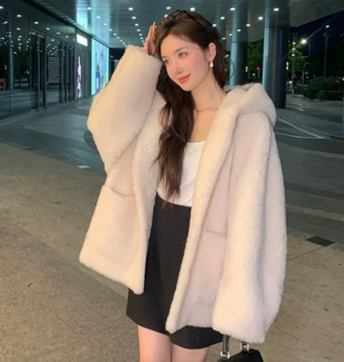 바나이 후드 리얼 양모 아이보리 S 상품이미지2