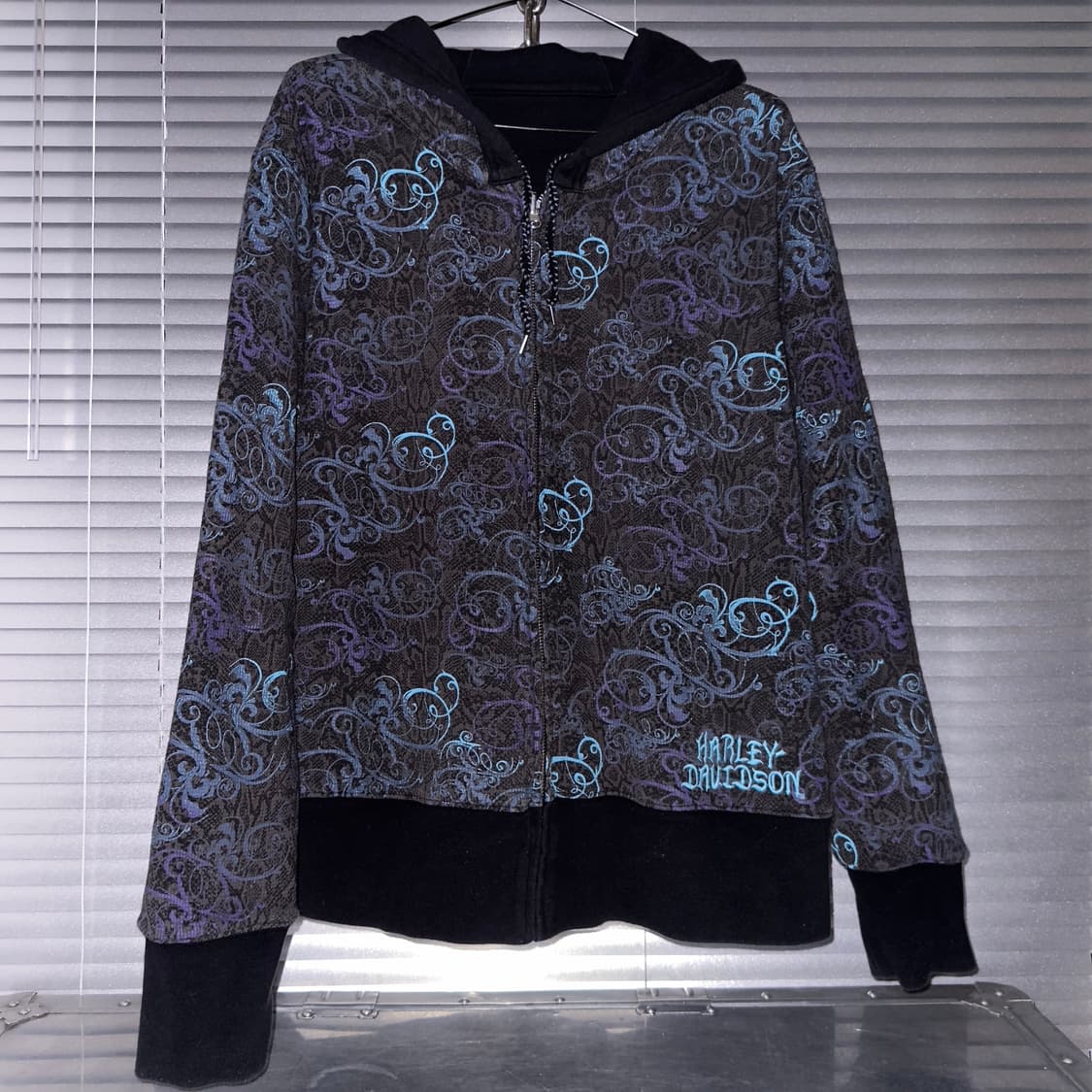 2011 투웨이 리버시블 할리데이비슨 해골 나비 후드 집업 상품이미지4