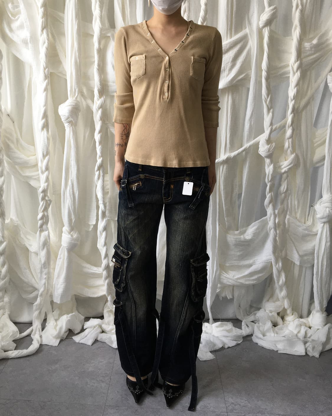 Sky bomber Henry neck ribbed sleeve 상품이미지1
