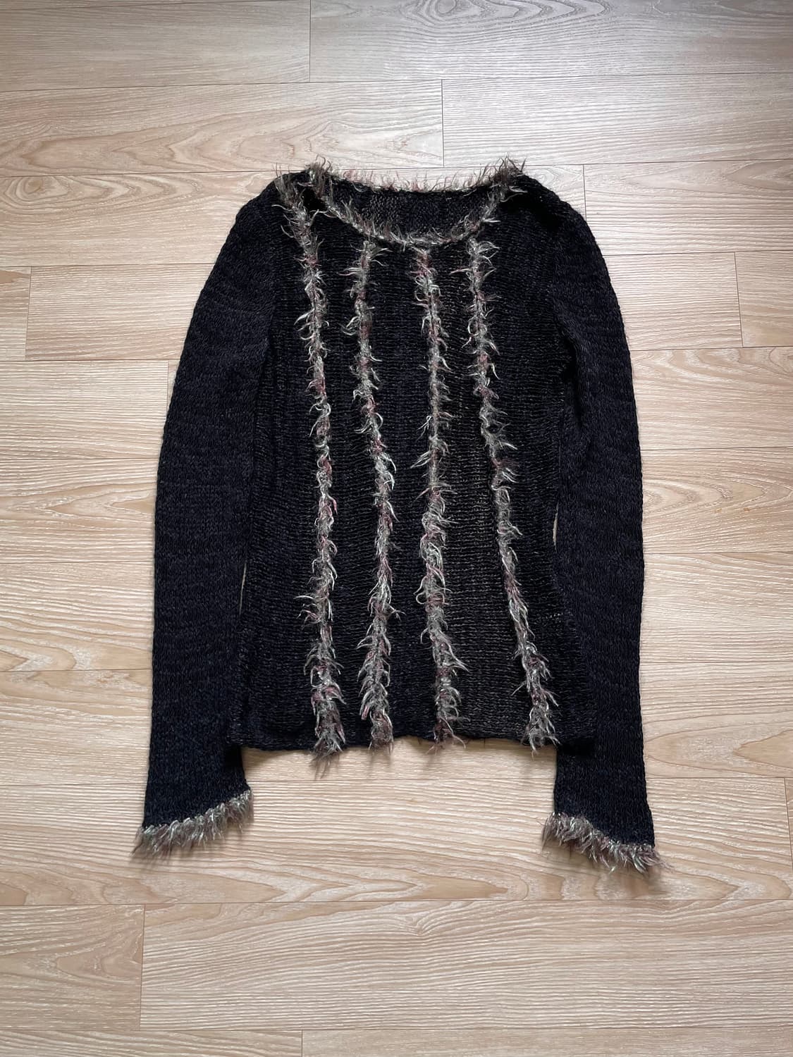 JPN VINTAGE 퍼 트리밍 니트 상품이미지1