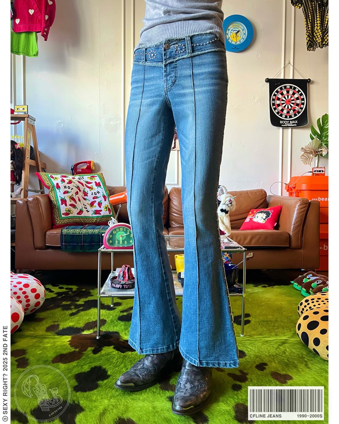 CFLINE JEANS Studs & Gem Flare Jeans 상품이미지1