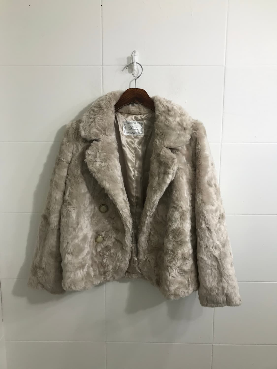 베이지 데일리 니혼진 갸루 퍼코트 코디세트 상품이미지5