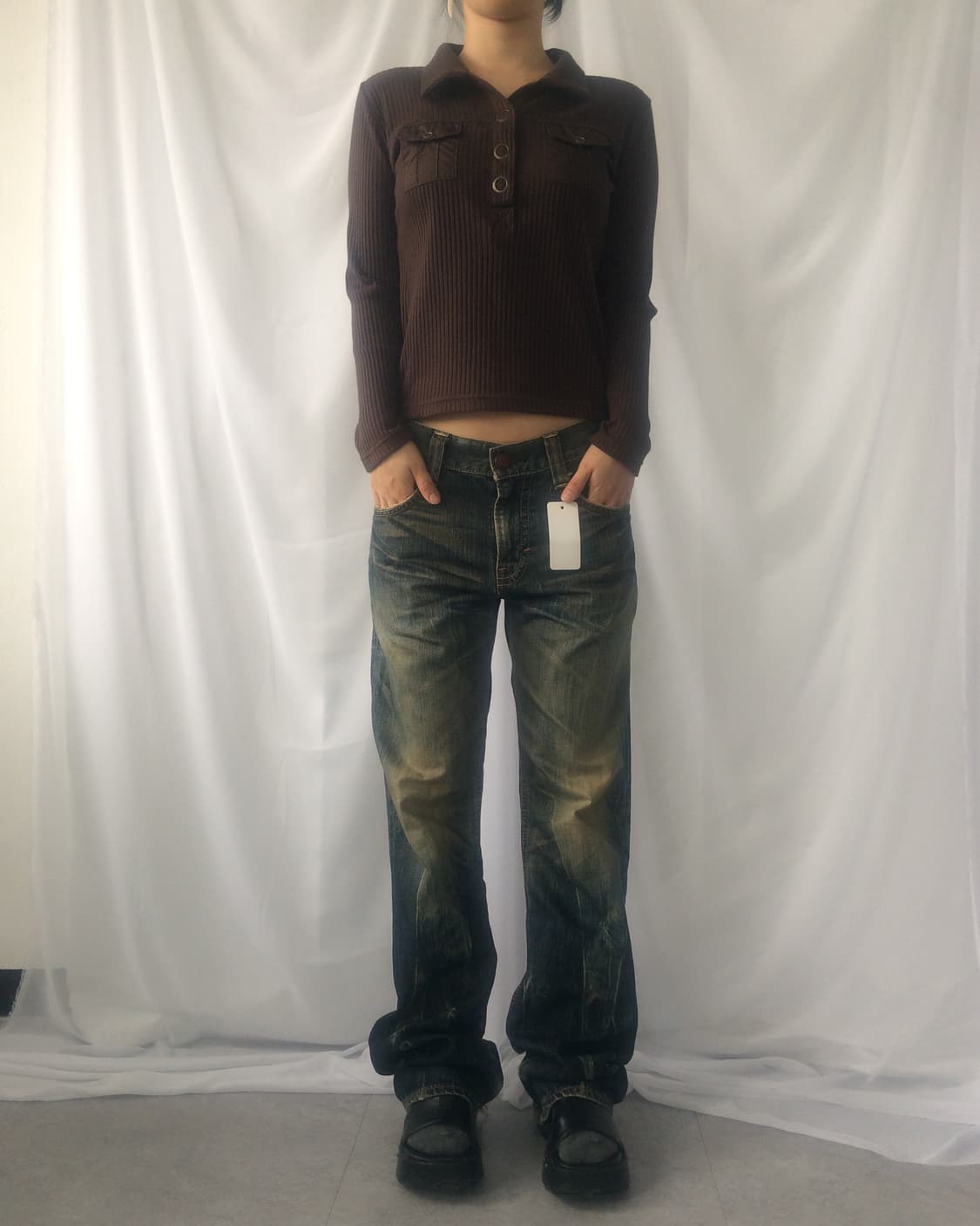 Pocket point ribbed pk sleeve 상품이미지1