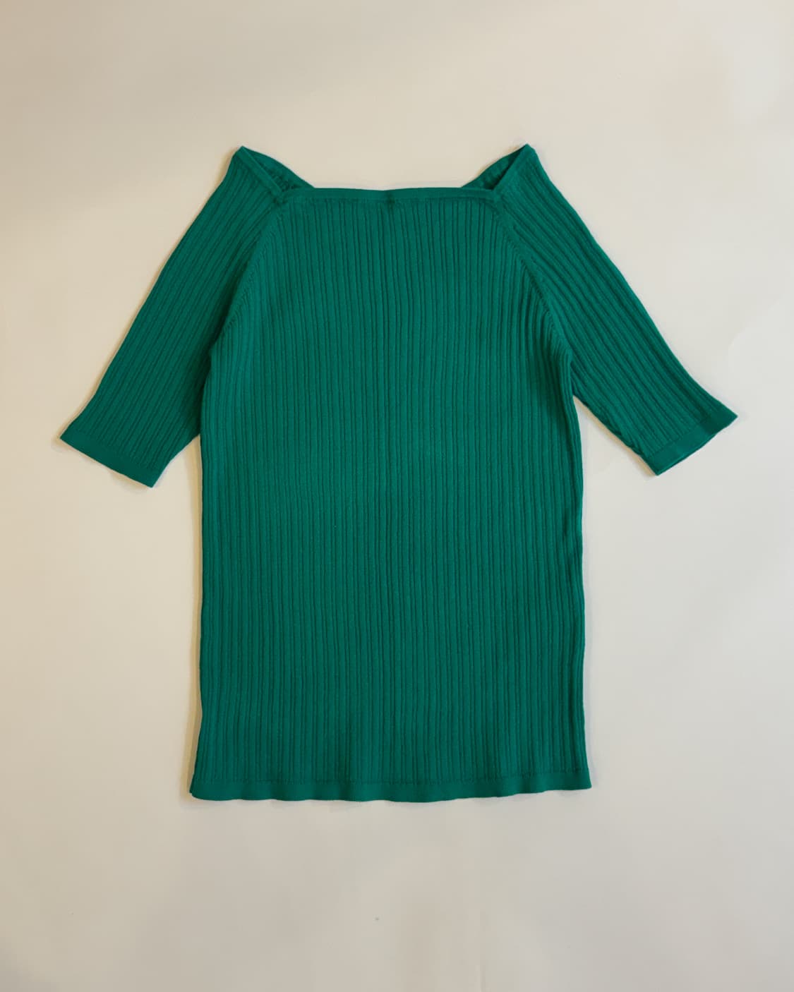 Green Ribbed Half-Sleeve Knit 상품이미지3
